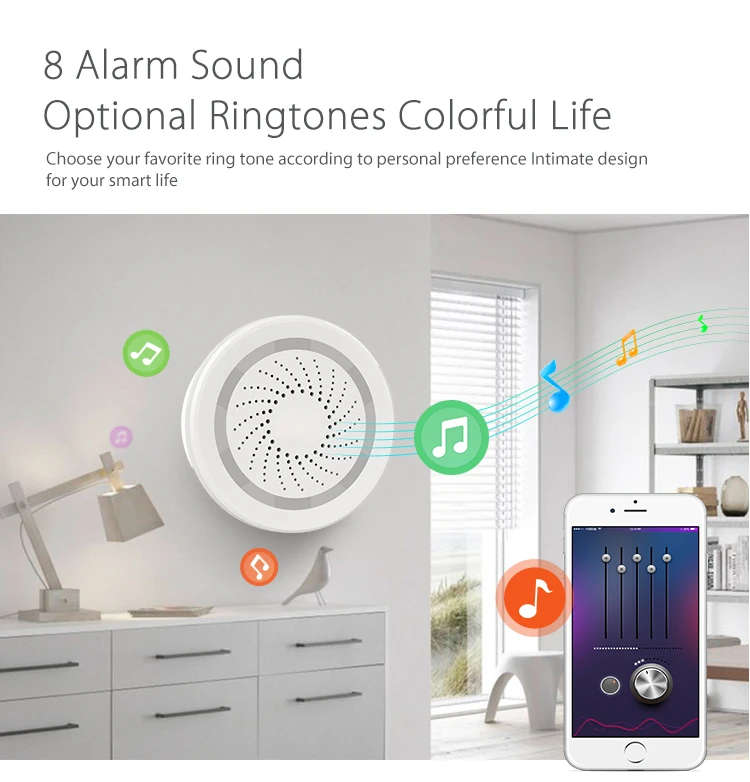 Smart Life APP Wifi Controlled 100dB Siren Alarm Sensor System Supports Echo Show and Google Home