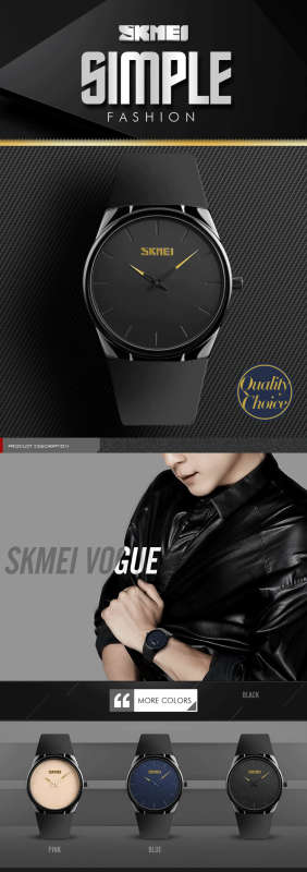 SKMEI #1601 Ultra thin Quartz Watch Simple Classic Style Stainless steel Buckle 3ATM Top Brand Luxury Unisex Wrist Watch