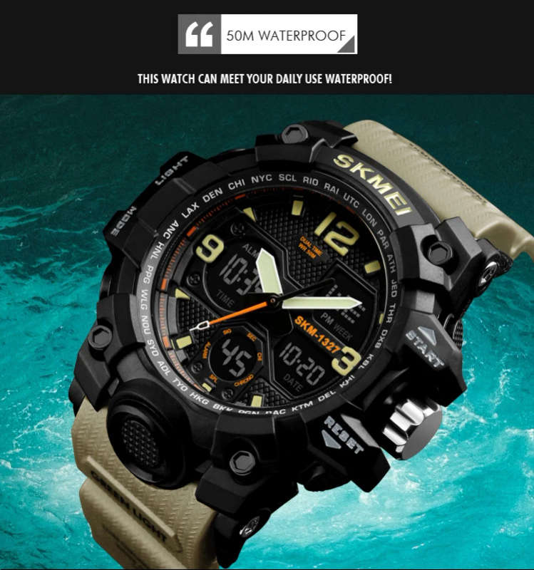 Fashion 2018 SKMEI 1327 Military Digital Sports Wrist Watch For Man Women Montre Femme