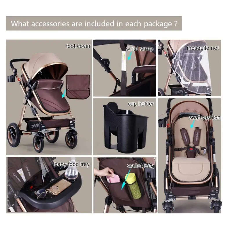 Belecoo stroller 2 in 1 Foldable Baby Pram