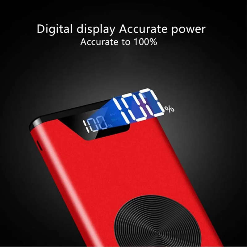 20000mah QI Wireless Charger Power Bank Portable Dual USB with Digital Display