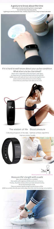 QS80 Bluetooth Altimeter Smart Band Bracelet Wristband Heart Rate blood pressure UV detector