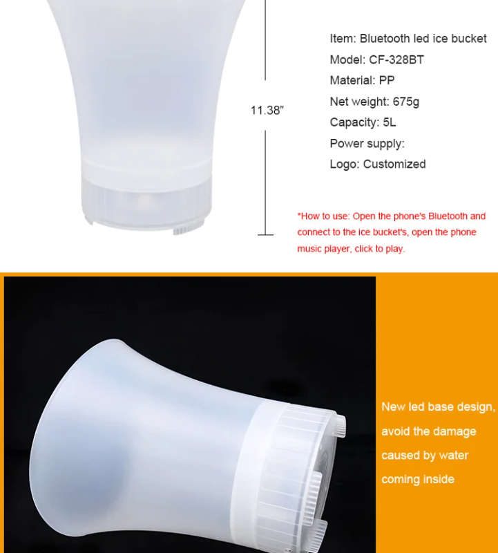 LED Ice Bucket with Bluetooth Speaker