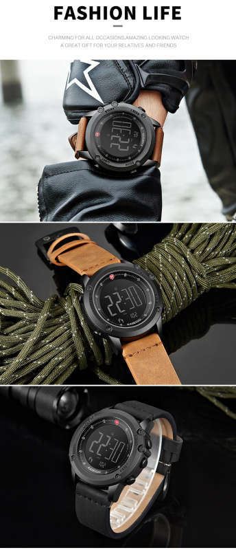 KADEMAN K698 Military Men's Watch Digital Waterproof Step Counter Sports Clock Leather Top Luxury Brand LED Male Wristwatches