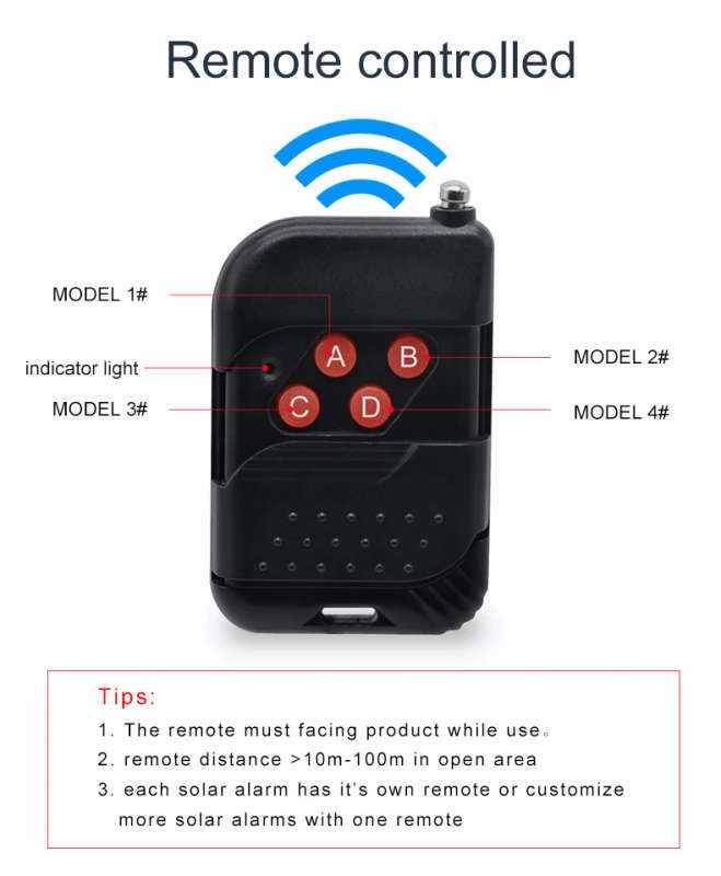 Solar Powered Infrared Motion Sensor Siren Alarm Lamp with Remote