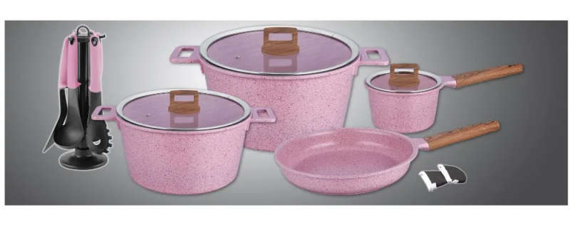 High quality 16 piece cast aluminum ceramic non-stick cookware sets kitchen soup pot / sauce pan / f