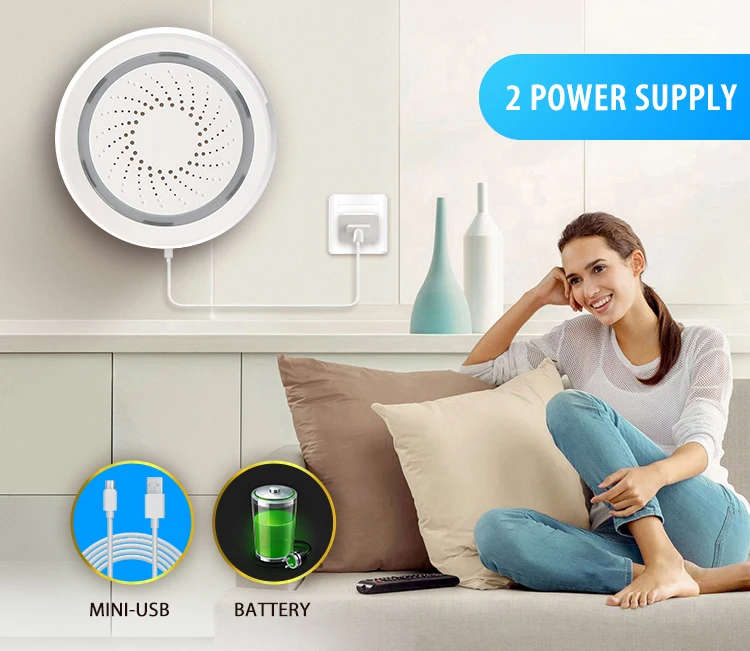 Smart Life APP Wifi Controlled 100dB Siren Alarm Sensor System Supports Echo Show and Google Home