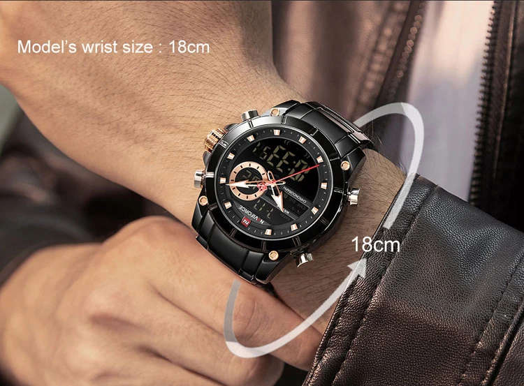 NAVIFORCE 9163 Top Brand Men Military Sport Watches Mens LED Analog Digital Watch Male Army Stainless Clock Relogio Masculino