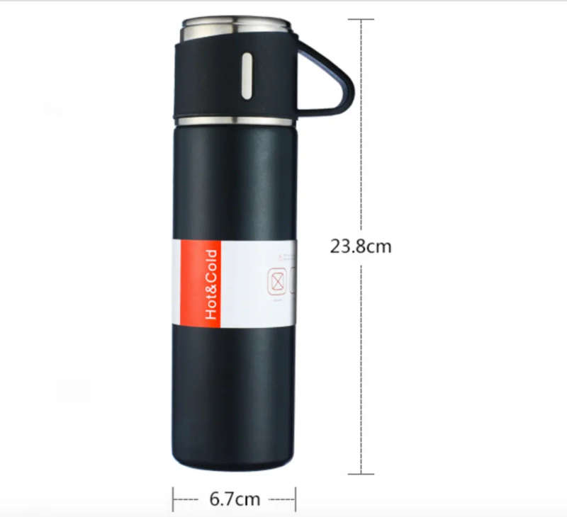500ml Vacuum Flask Stainless with 2 Cups