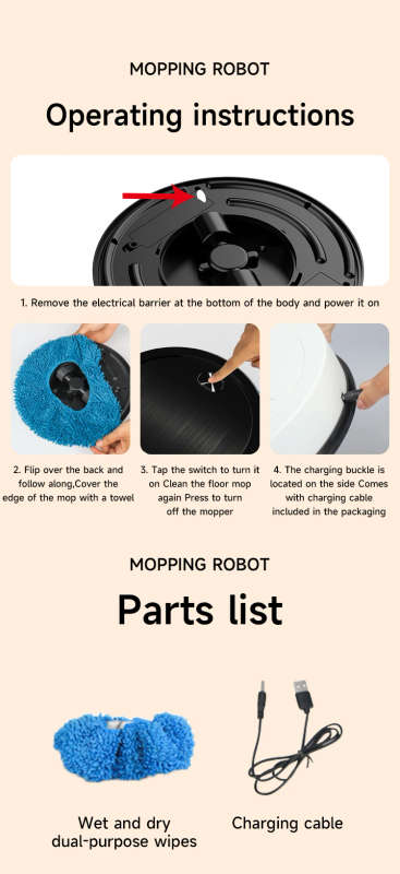 Automatic sweeping mopping robot cleaner
