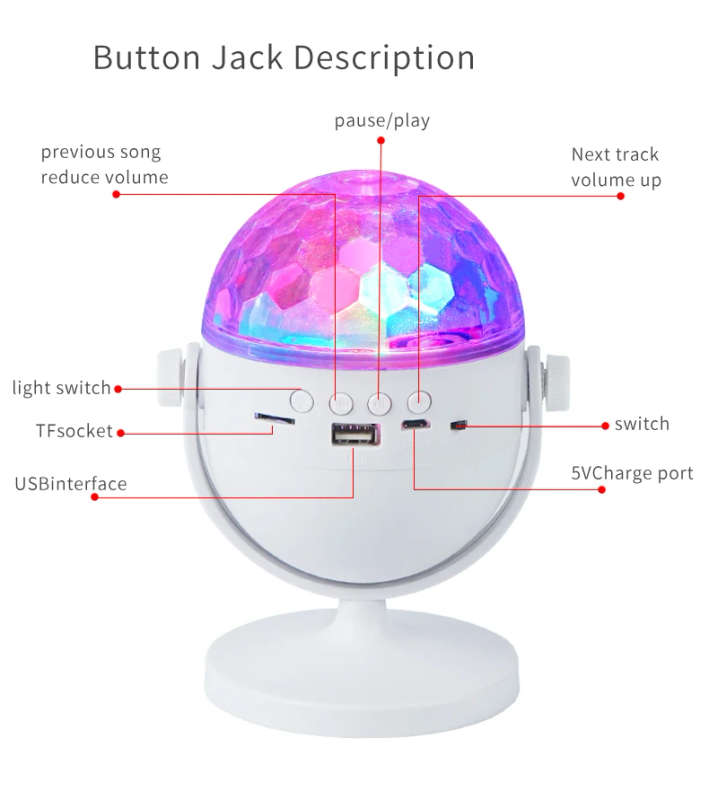 360 Degree Smart Music Speaker 6W Disco Light