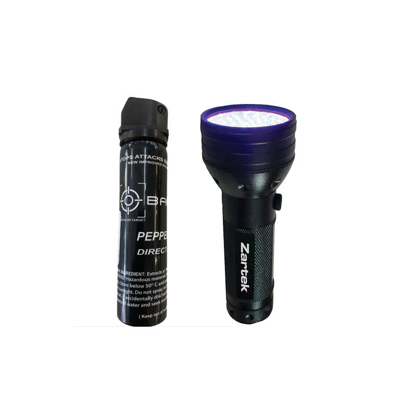 Heavy Duty 51 LED UV Scorpion Torch + Ballistic Pepper Spray - Direct Stream (100ml)