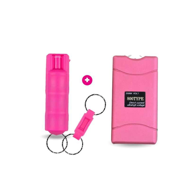 800 Type Stun Gun + Sabre Red Pepper Gel (Pink Hardcase)