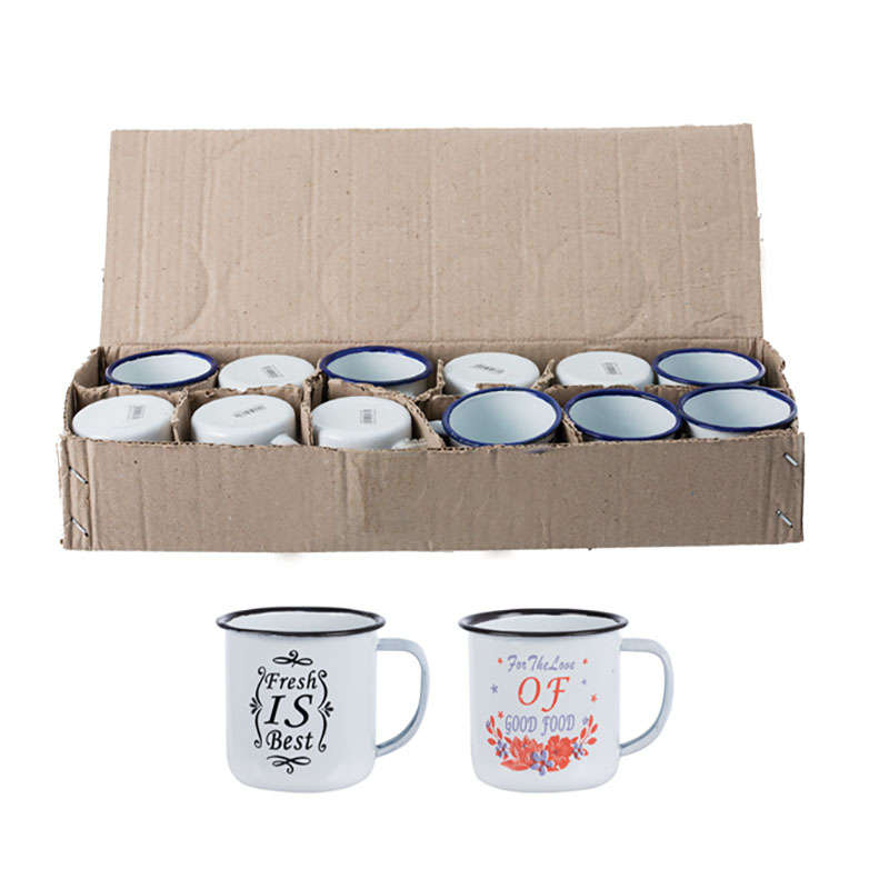 Bulk Pack 12 X Enamel Mug - 6cm, Decorated