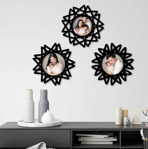 DECORATIVE PHOTO FRAMES SET OF 3 - Black
