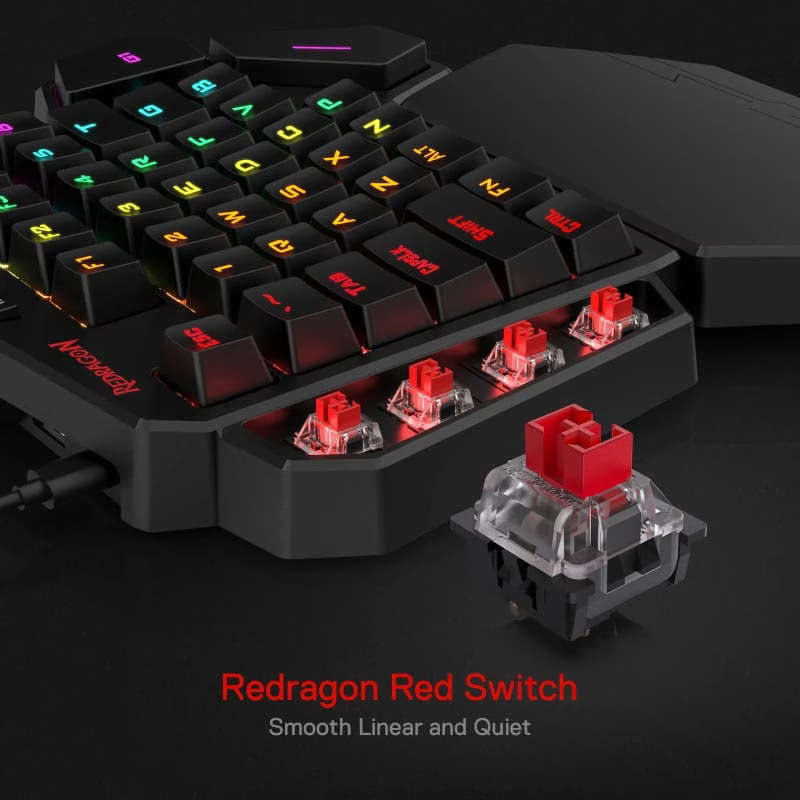 REDRAGON Diti Elite Pro One-Handed RGB Wireless Mechanical Gaming Keyboard - Black