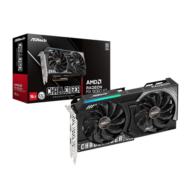 ASRock Radeon RX 9060 XT Challenger 16GB OC Graphics Card (RDNA&#x2122; 4, PCIe 5.0)