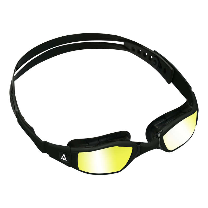 Aquasphere Ninja - Yellow Titanium Mirrored Lens - Black/Black Swim Racing Goggles