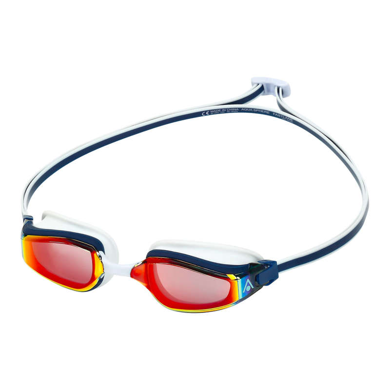 Aquasphere Fastlane - Red Titanium Mirrored Lens - Navy-Blue/Red Swim Racing Goggles