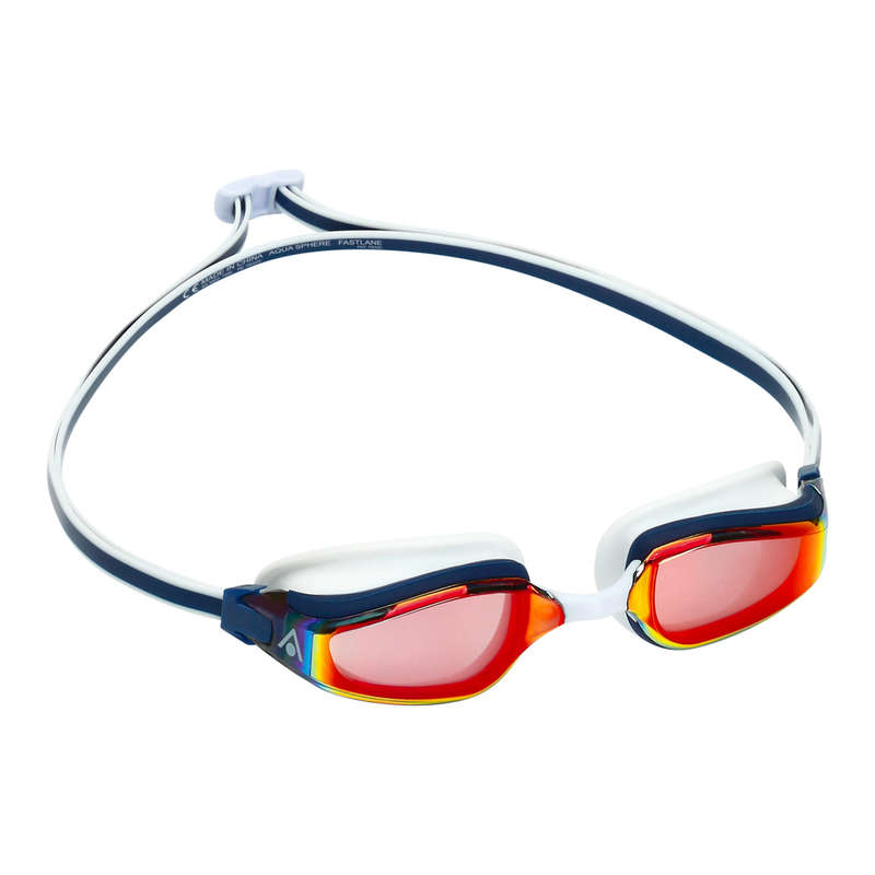 Aquasphere Fastlane - Red Titanium Mirrored Lens - Navy-Blue/Red Swim Racing Goggles