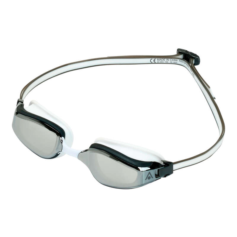 Aquasphere Fastlane - Silver Titanium Mirrored Lens - White/Grey Swim Racing Goggles