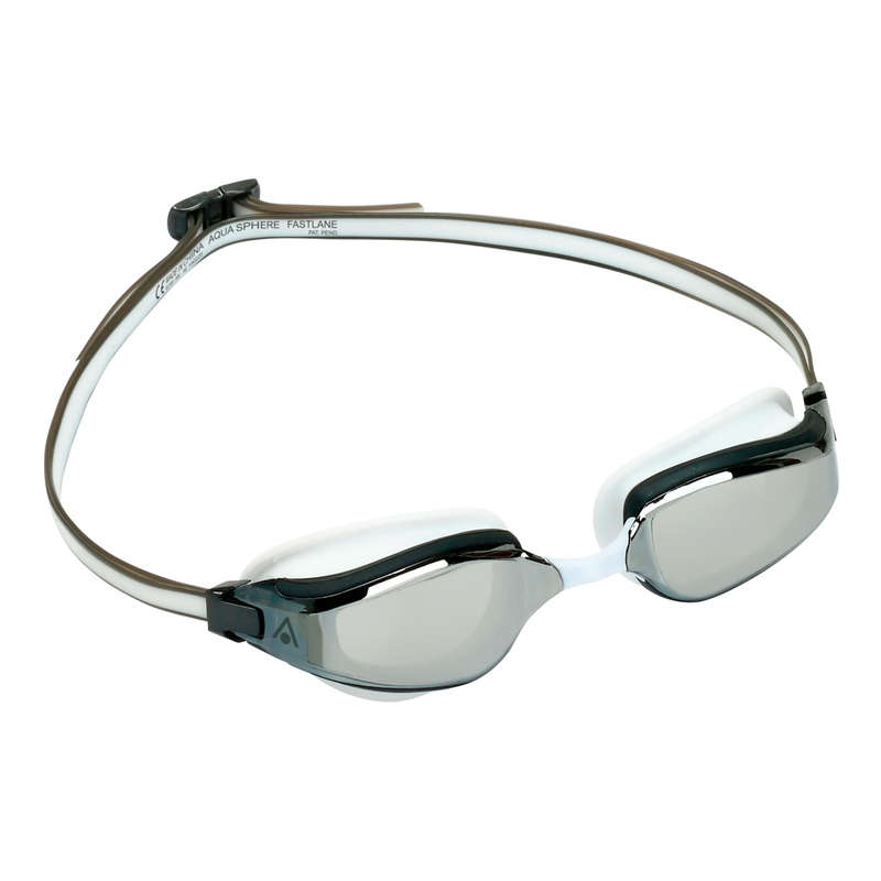 Aquasphere Fastlane - Silver Titanium Mirrored Lens - White/Grey Swim Racing Goggles