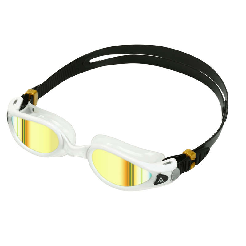 Aquasphere Kaiman Exo - Gold Titanium Mirrored Lens - White/Transparent Swim Goggles
