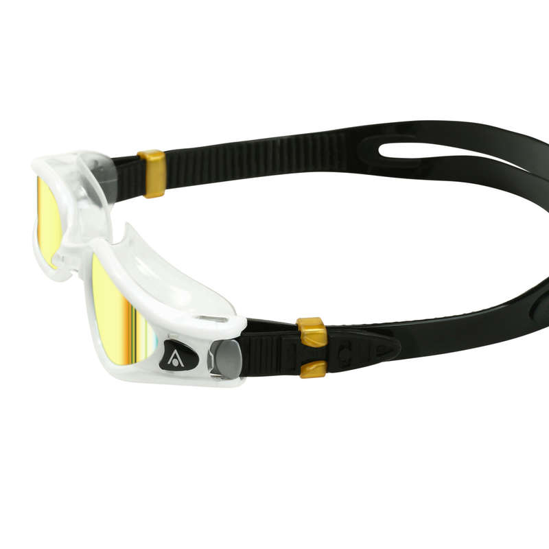 Aquasphere Kaiman Exo - Gold Titanium Mirrored Lens - White/Transparent Swim Goggles