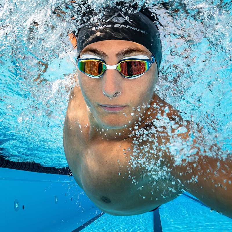 Aquasphere Fastlane - Red Titanium Mirrored Lens - Navy-Blue/Red Swim Racing Goggles