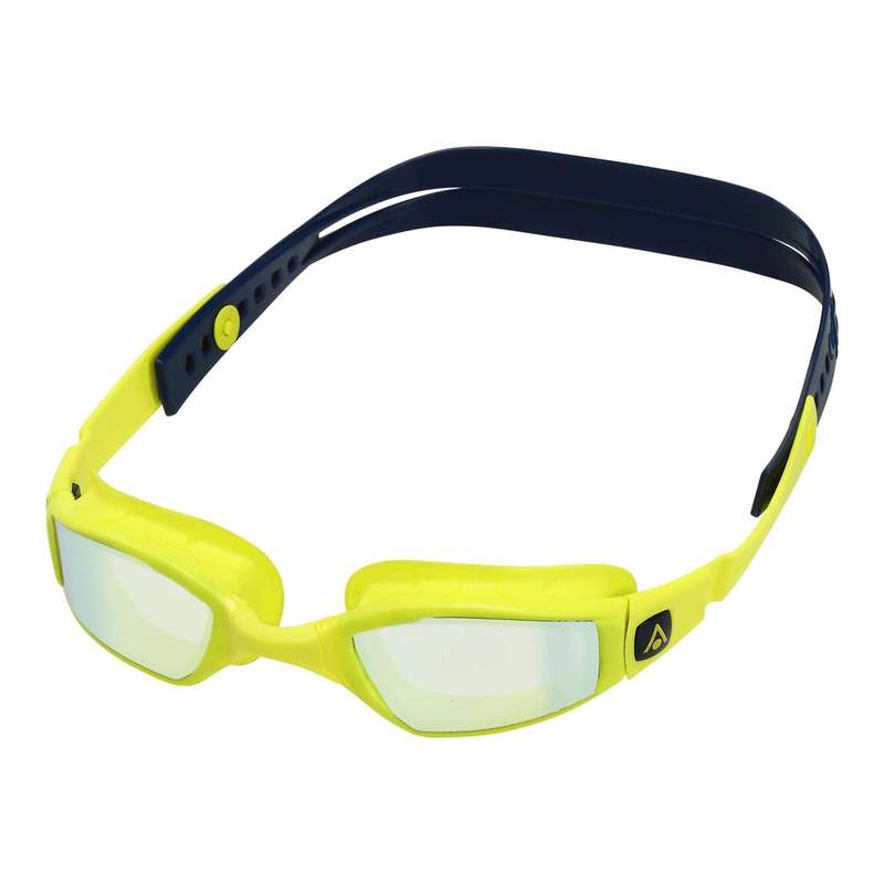 Aquasphere Ninja - Yellow Titanium Mirrored Lens - Bright-Yellow/Navy Swim Racing Goggles