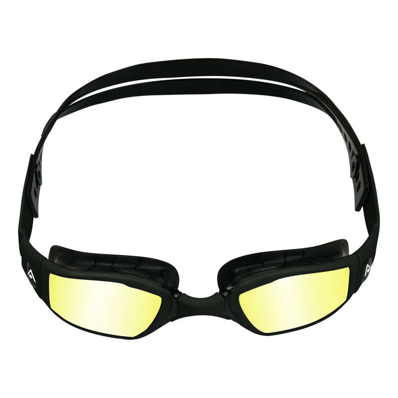 Aquasphere Ninja - Yellow Titanium Mirrored Lens - Black/Black Swim Racing Goggles