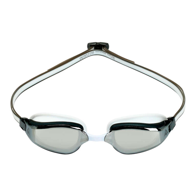 Aquasphere Fastlane - Silver Titanium Mirrored Lens - White/Grey Swim Racing Goggles