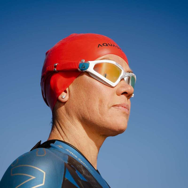 Aquasphere Tri Silicone Swim Cap Red Black