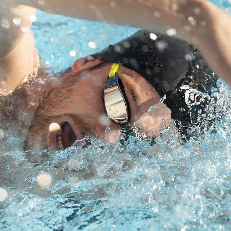 Aquasphere  Xceed - Silver Titanium Mirrored Lens - Black/Yellow Swim Racing Goggles