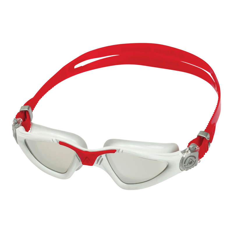 Aquasphere Kayenne - Silver Titanium Mirrored Lens - Grey/Red Swim Goggles