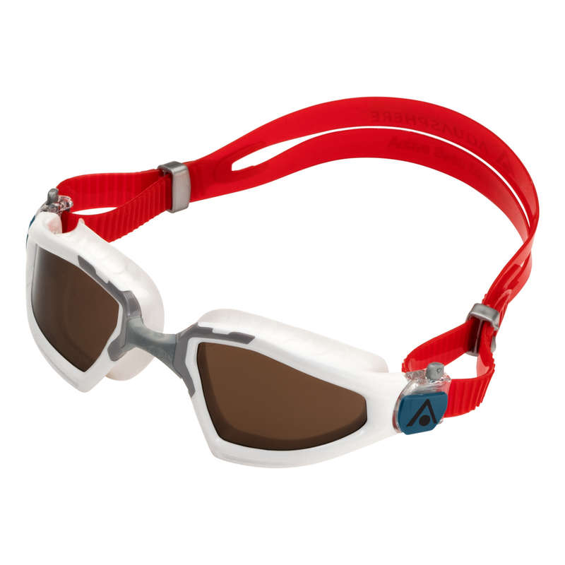 Aquasphere Kayenne Pro - Brown Polarized Lens - White/Red Swim Tri Goggles