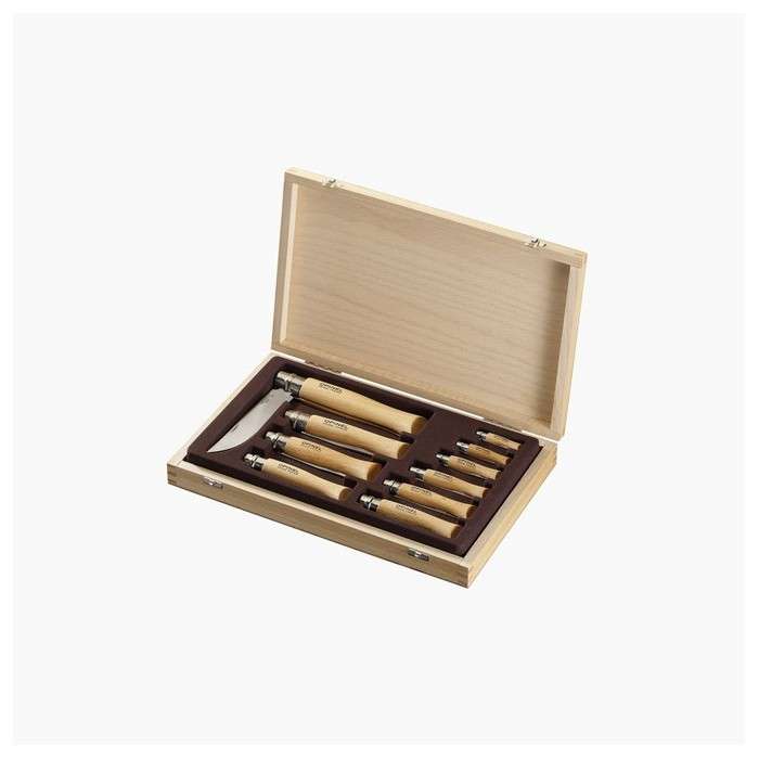 Opinel Stainless Steel Knives In Wooden Tray