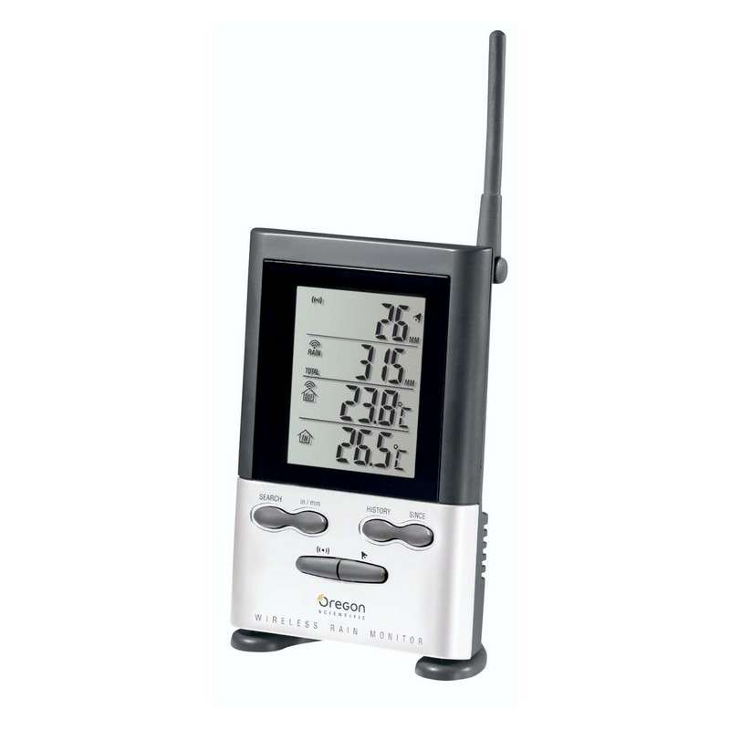 RGR126N Wireless Rain Gauge W/Outdoor Temp & 9 Day Memory - Silver Oregon