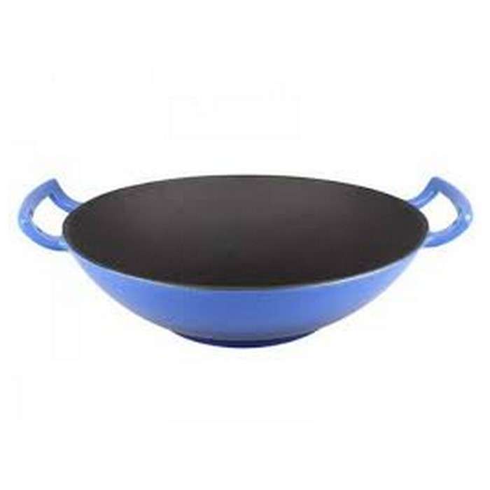 Gourmand Cast Iron Wok - Blue