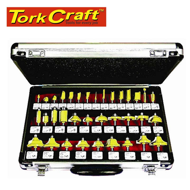Tork Craft Router Bit Set 35pc Aluminium Case 1/4 Shank