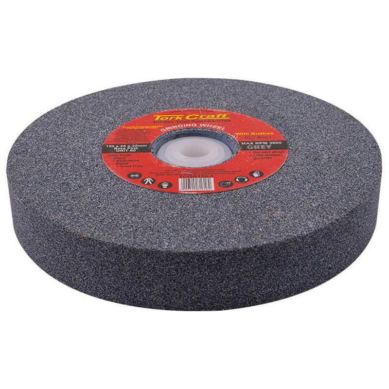 Tork Craft Grinding Wheel 150x25x32mm Bore Fine 60gr W/Bushes For Bench Grinder