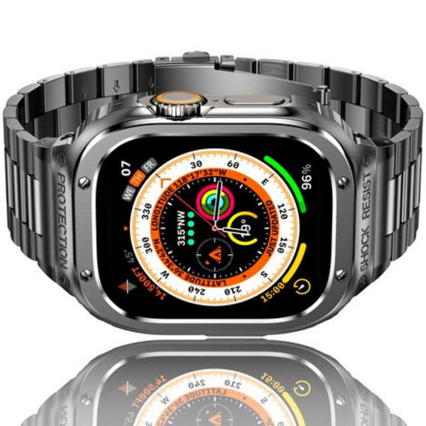LOBO Stainless Steel Case with Integrated Straps for Apple Watch 45/44mm