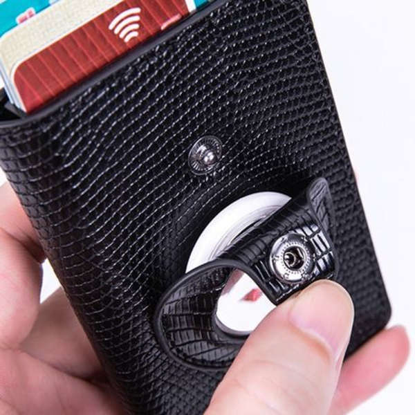 T4U PU Leather Pop-Up Card Holder with RFID Protection &amp; Airtag Holder