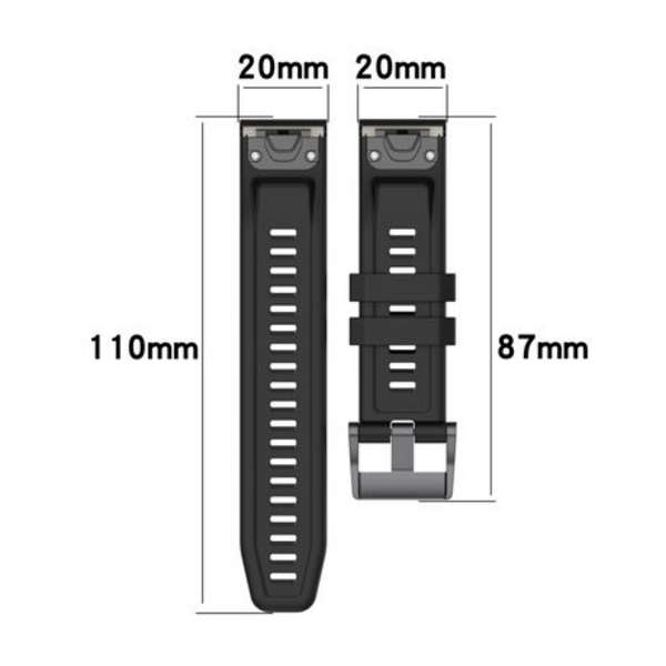 LOBO 20mm QuickChange Silicone Strap for Garmin Fenix 5S/6S/7S &amp; More.