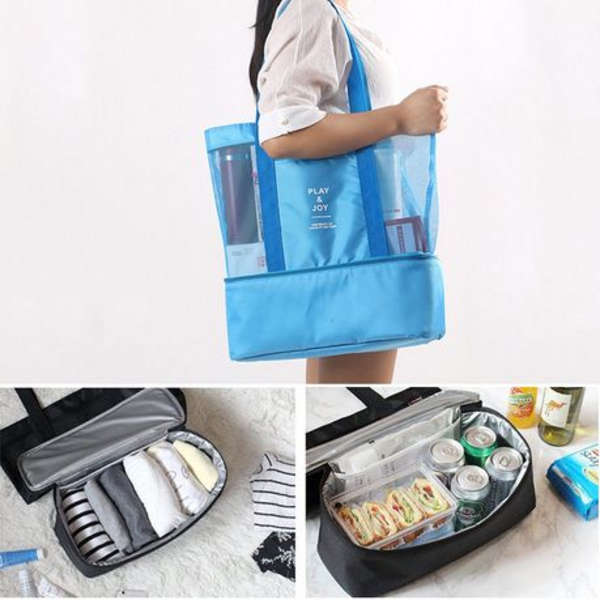 Mesh Beach Bag with Detachable Insulated Cooler