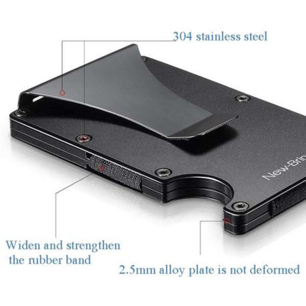 New-Bring Aluminium Minimalist Card Holder &amp; Money Clip RFID Blocking