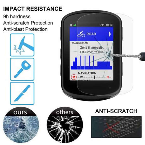 2x Tempered Glass Screen Protectors for Garmin Edge 540 / 840