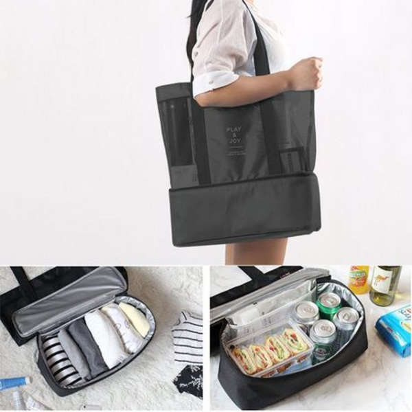 Mesh Beach Bag with Detachable Insulated Cooler