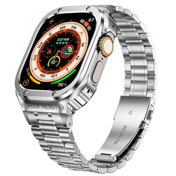 LOBO Stainless Steel Case with Integrated Straps for Apple Watch 45/44mm