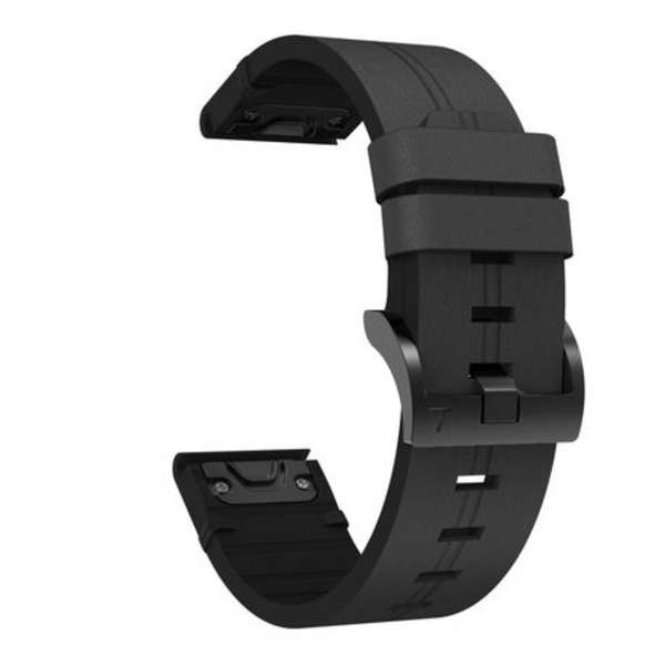 LOBO 26mm Vegan Leather &amp; Polyurethane Watch Strap For Garmin - Small/Medium - Black